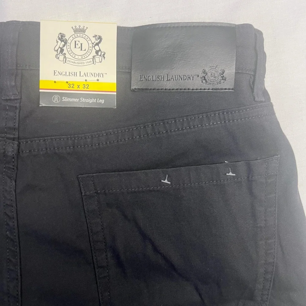 NWT English Laundry Slim Straight Chinos Black‎ Mens Size 32x32 Cotton Spandex